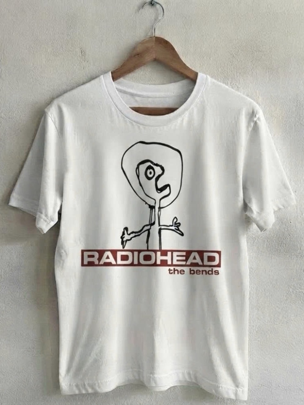 Radiohead 'The Bends' Graphic Tee - White with Brown Logo